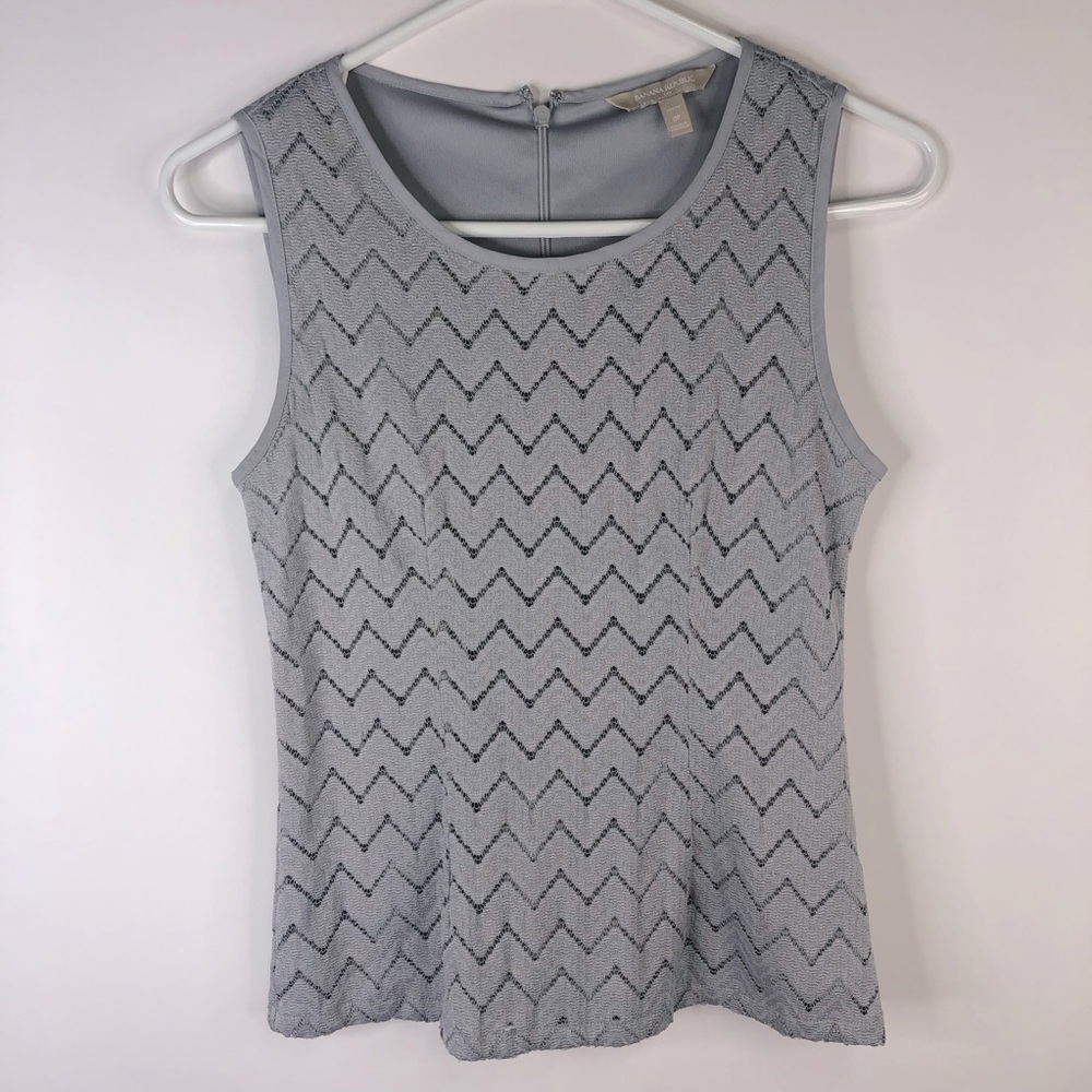 Banana Republic silver lace chevron sleeveless jewel neck top 0P